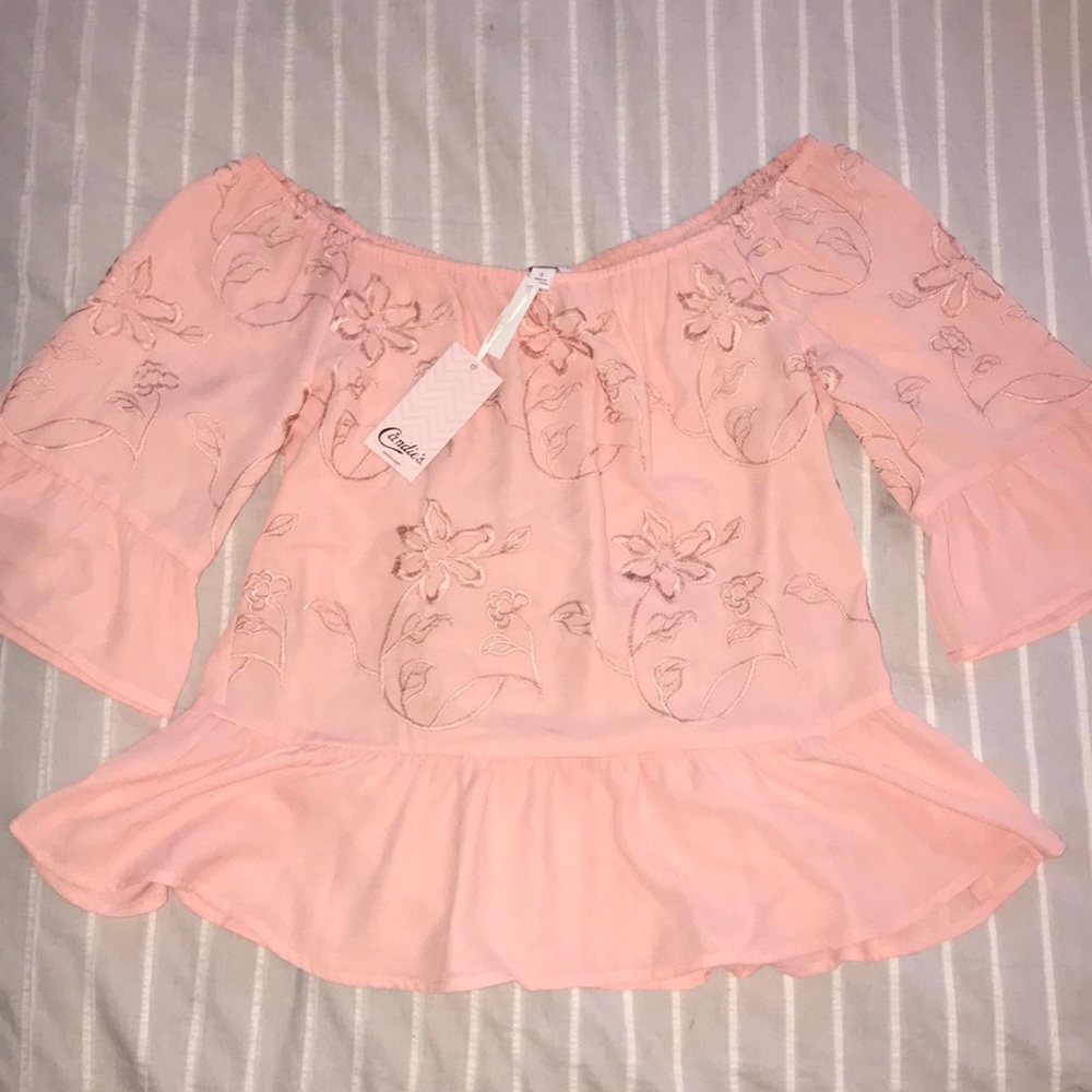 Candie’s Peplum Off The Shoulder Top